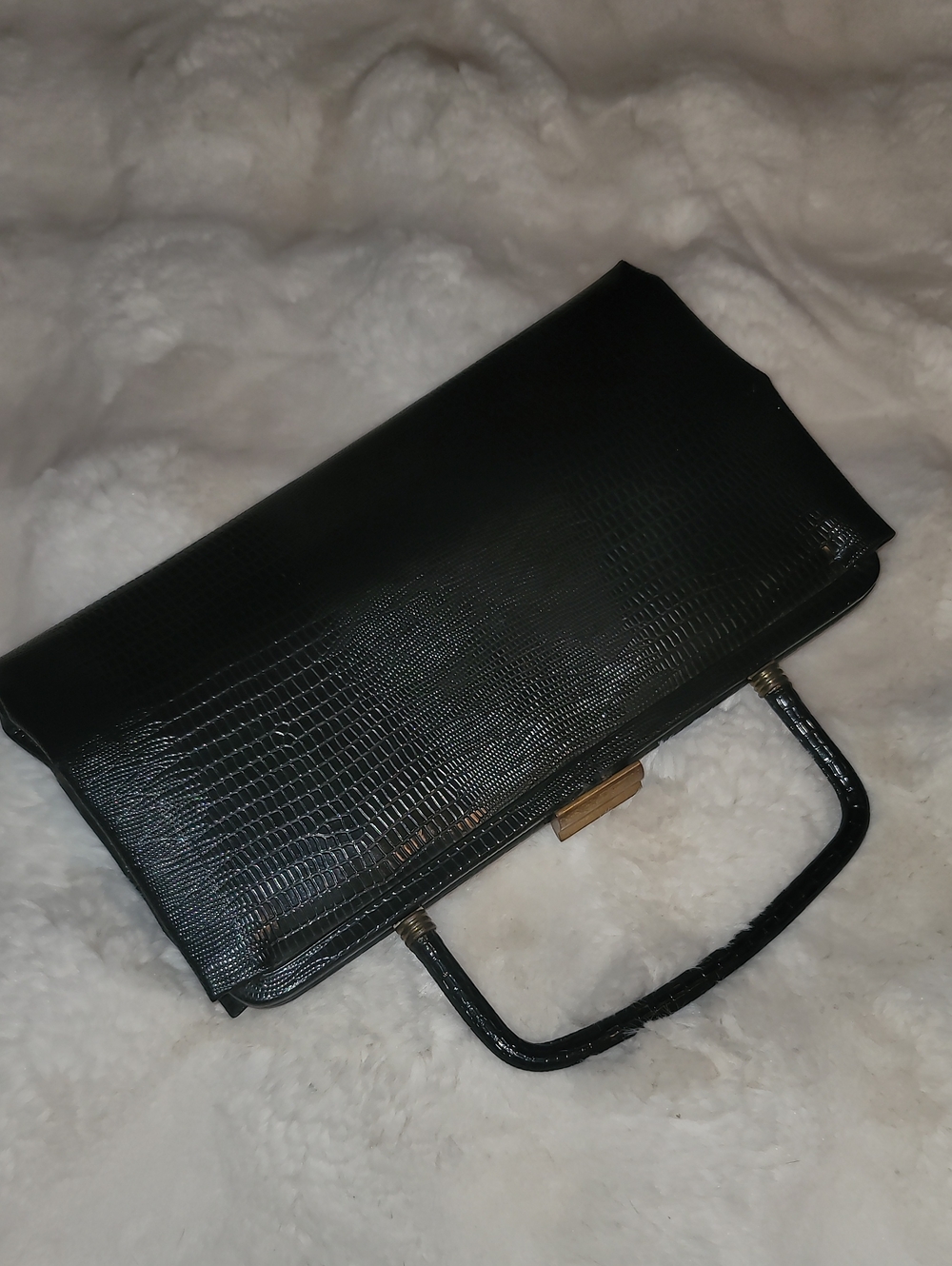 Black Croc-Embossed Leather Men’s Briefcase - Classic Professional Bag